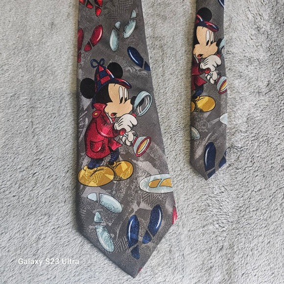 VTG, Mickey Unlimited, Disney, made in Italy, fun tie, detective Mickey, sleuth - Picture 2 of 5